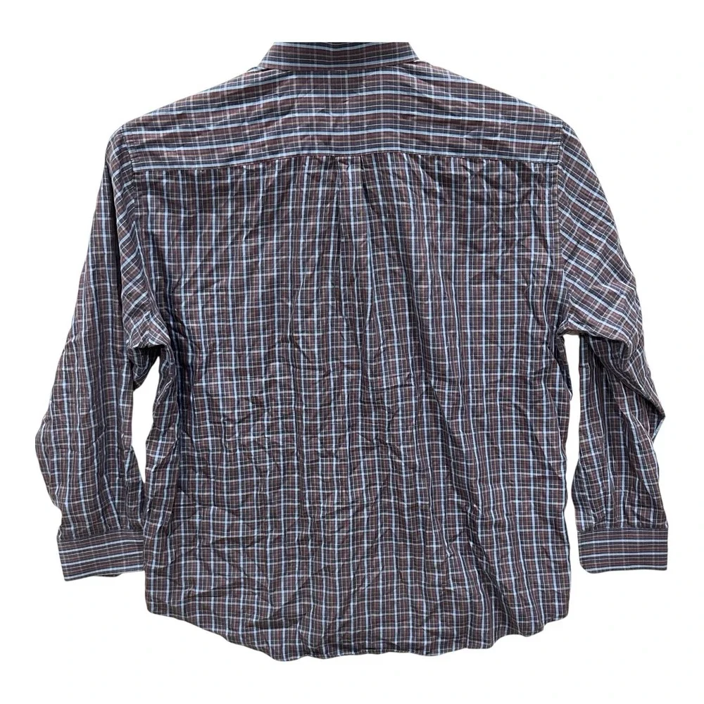 Peter Millar Mens 2XL Button Down Shirt‎ XXL Blue Plaid Long Sleeve Cotton Silk